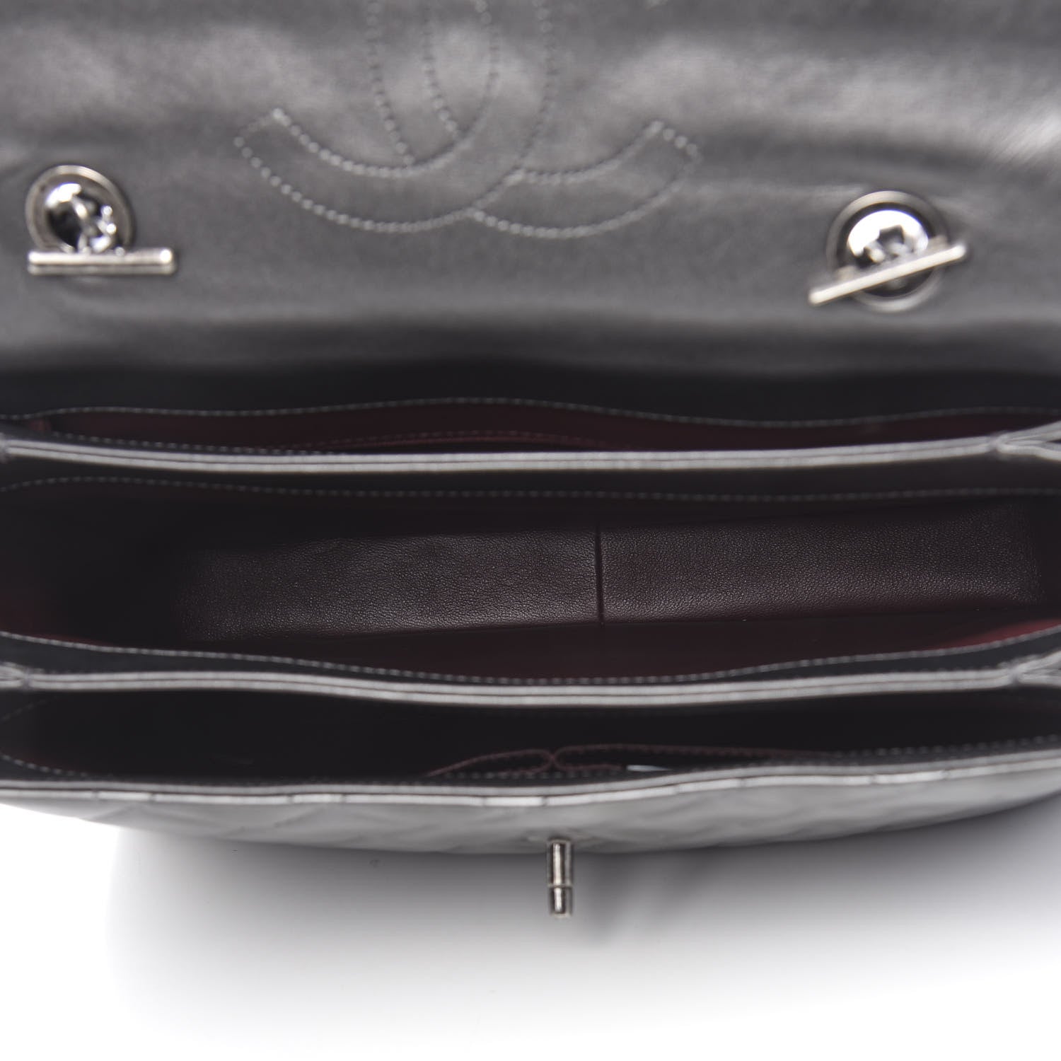 Chanel Metallic Calfskin Quilted Large Trendy CC Flap Dual Handle Bag Dark Silver 5 of 11