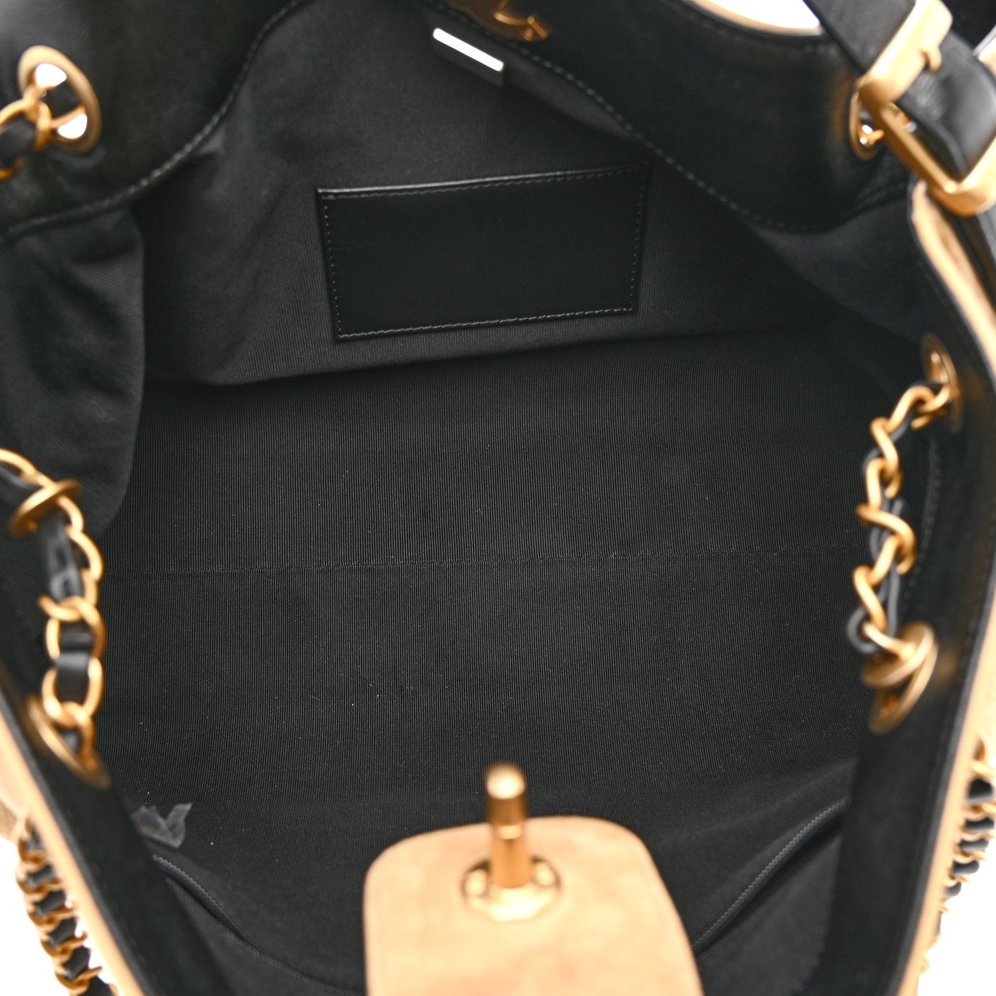Suede Calfskin Shiny Lambskin Quilted Small Coco Base Shopping Bag Beige Black