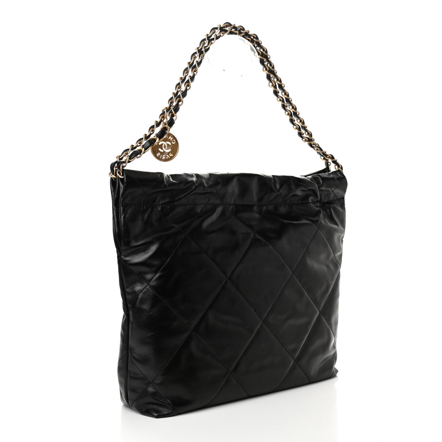 Shiny Calfskin Quilted Small Chanel 22 Black