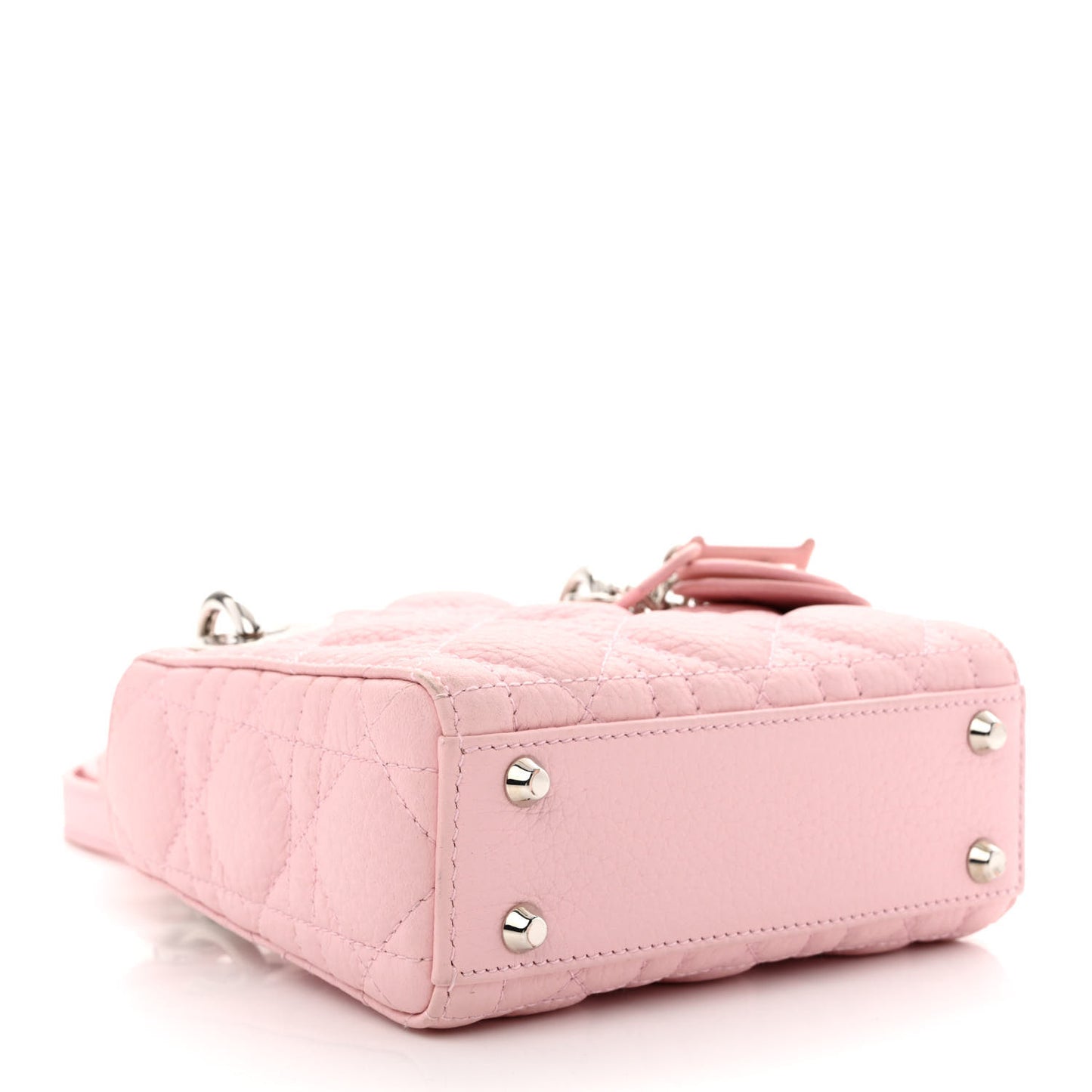 Grained Calfskin Cannage Nano Lady Dior Rose Clair