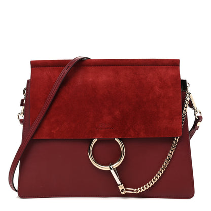 Chloe Calfskin Suede Medium Faye Shoulder Bag Plum Purple 1 of 5