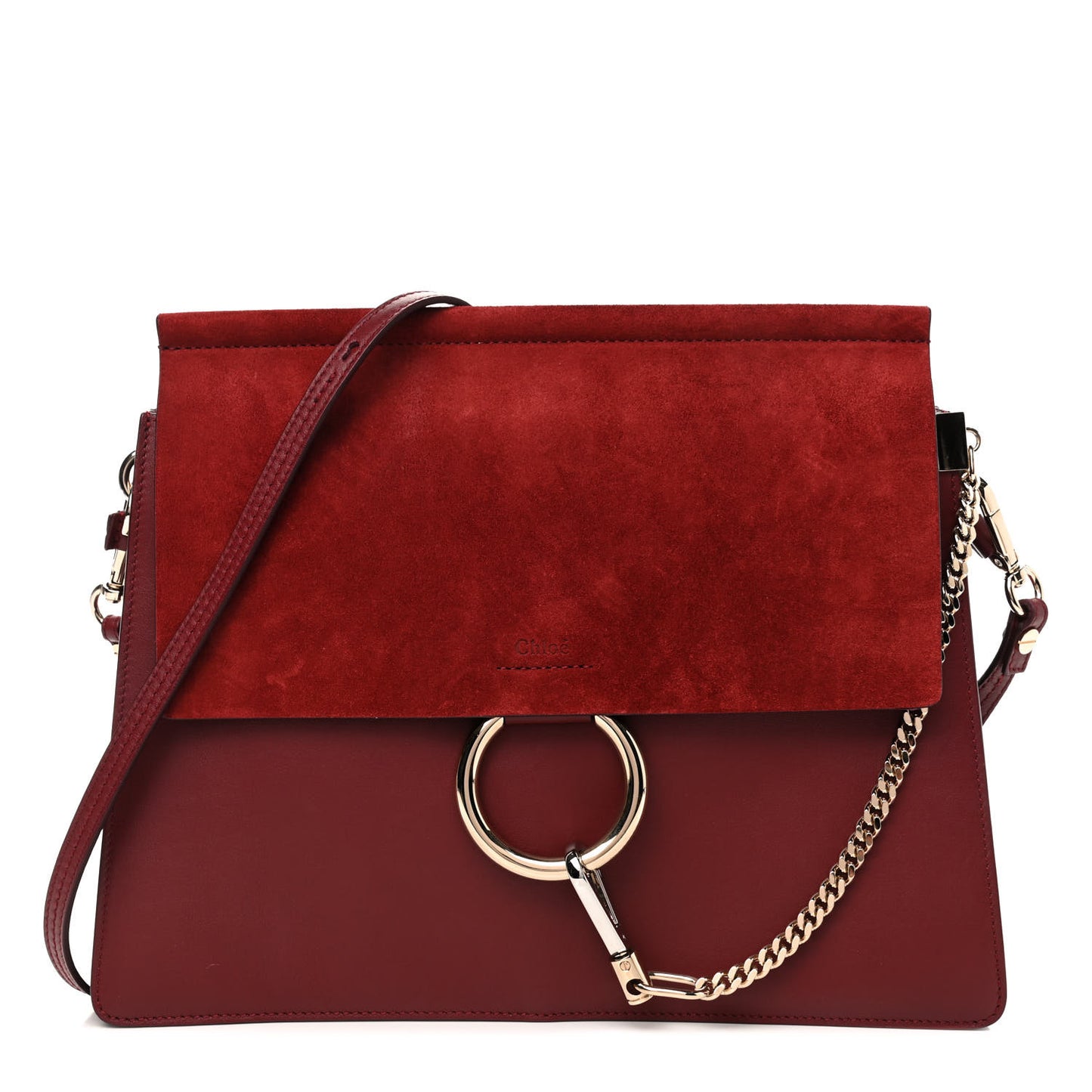 Calfskin Suede Medium Faye Shoulder Bag Plum Purple
