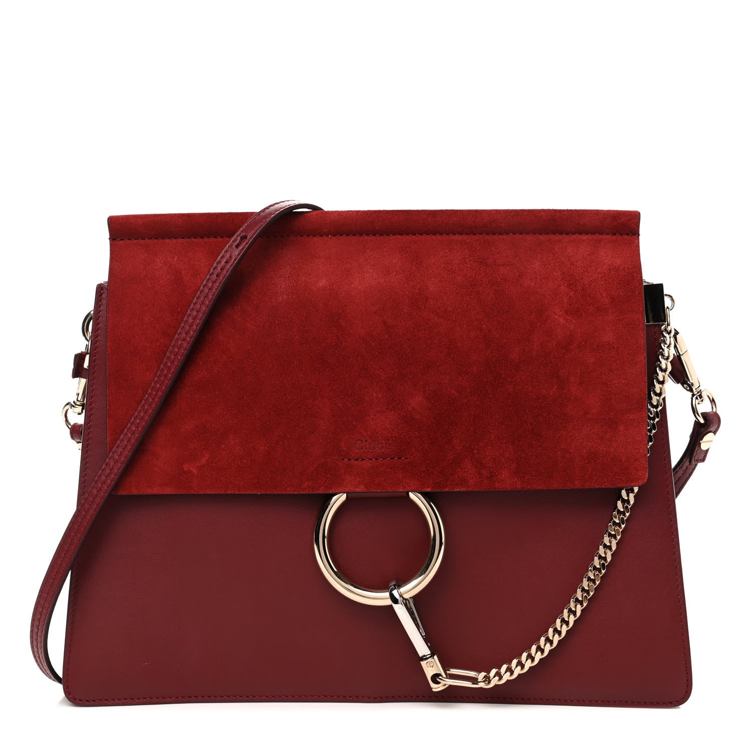 Chloe Calfskin Suede Medium Faye Shoulder Bag Plum Purple 1 of 5