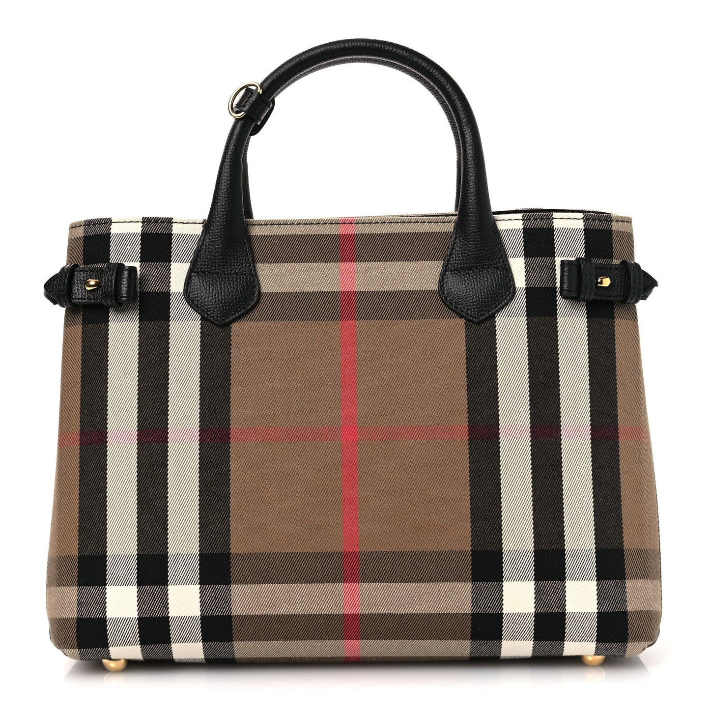 House Check Grainy Calfskin Medium Banner Tote Black
