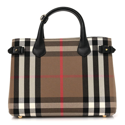 Burberry House Check Grainy Calfskin Medium Banner Tote Black 1 of 10