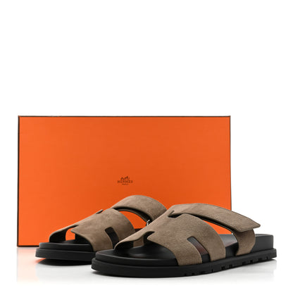 Hermes Suede Goatskin Mens Chypre Sandals 43 Beige Argile 10 of 10