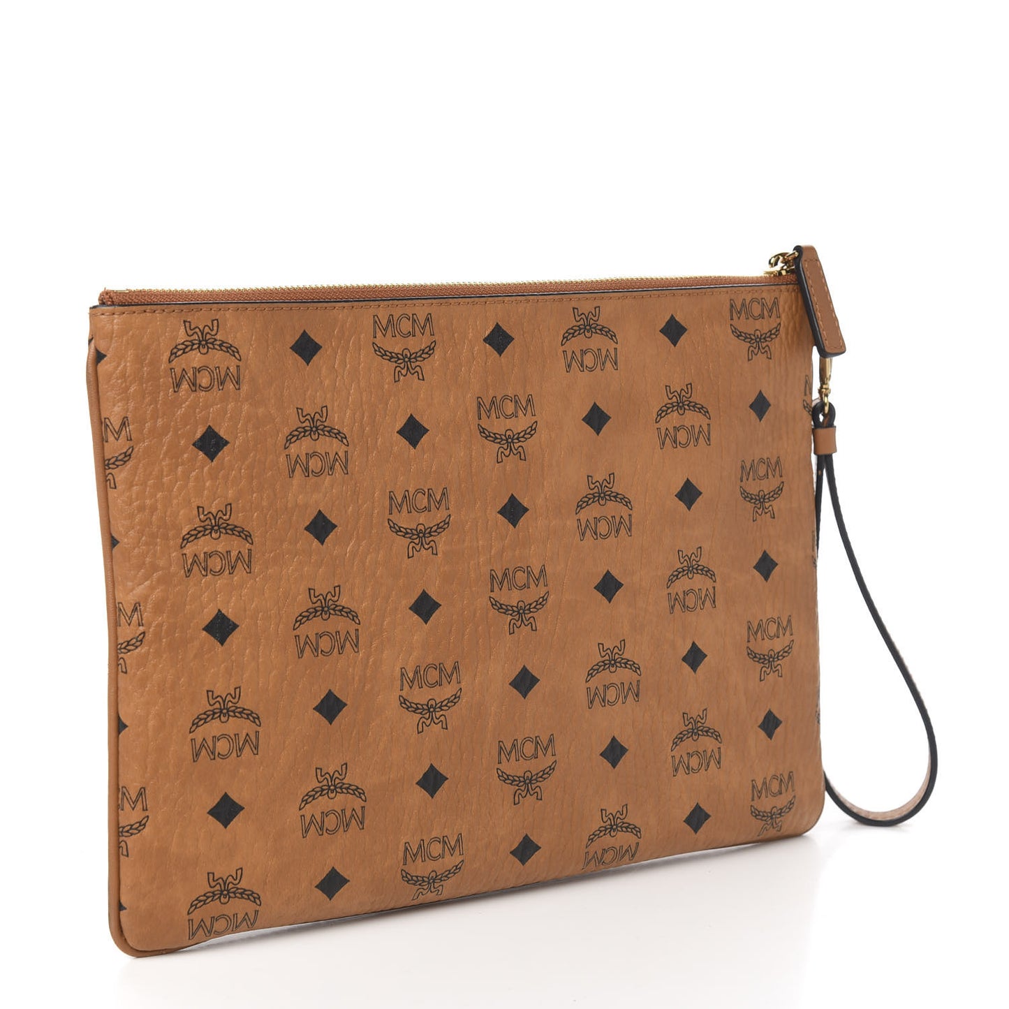 Visetos Love Patch Wristlet Zip Pouch Cognac