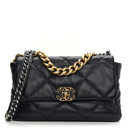 Chanel Goatskin Quilted Large Chanel 19 Flap Navy 1 of 8