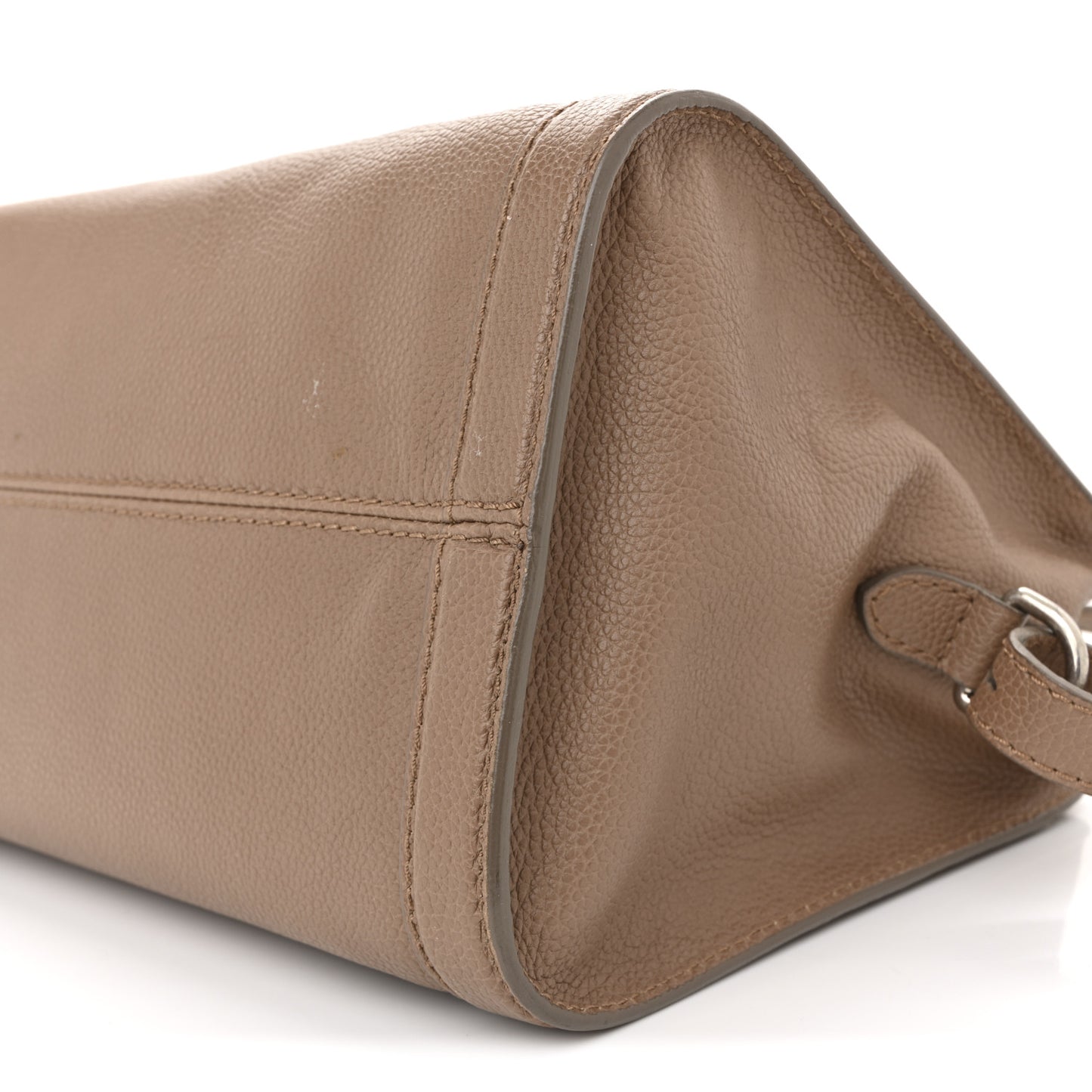 Pebbled Calfskin Small Skull Padlock Zip Around Tote Taupe