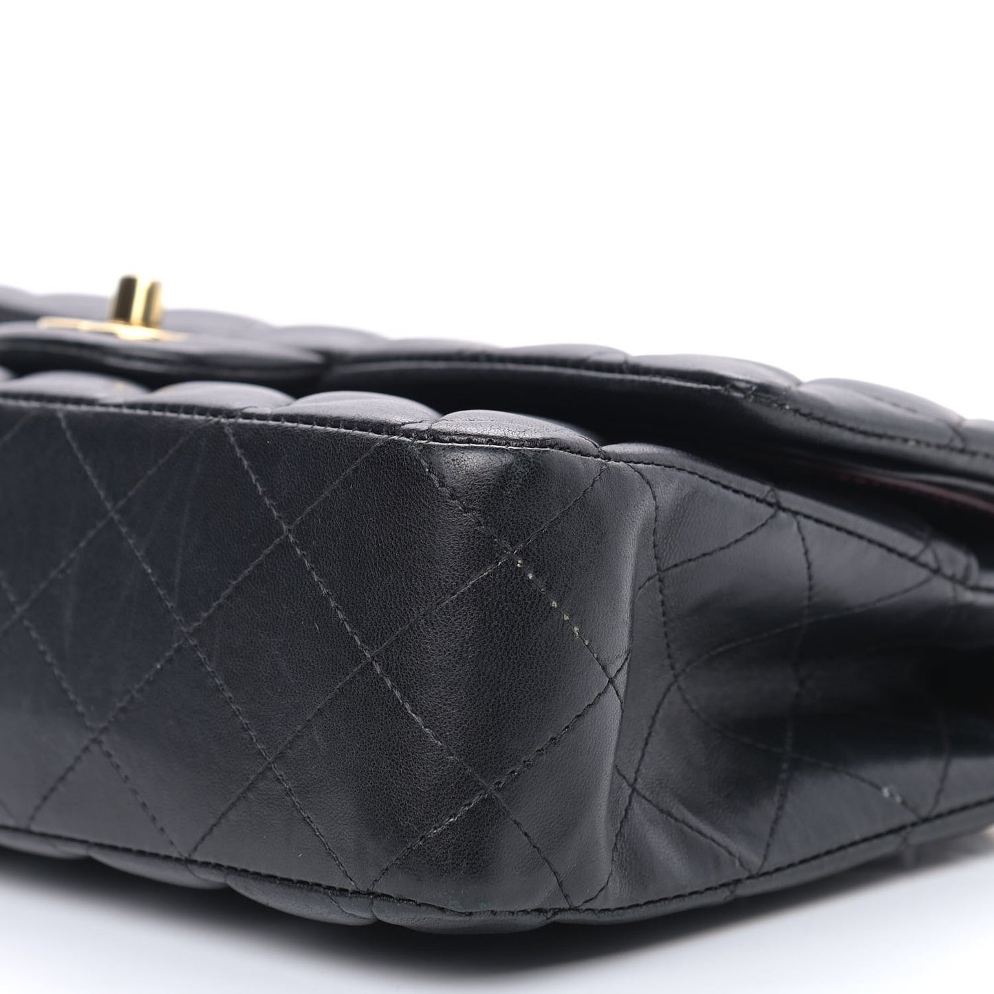 Lambskin Quilted Medium Double Flap Black