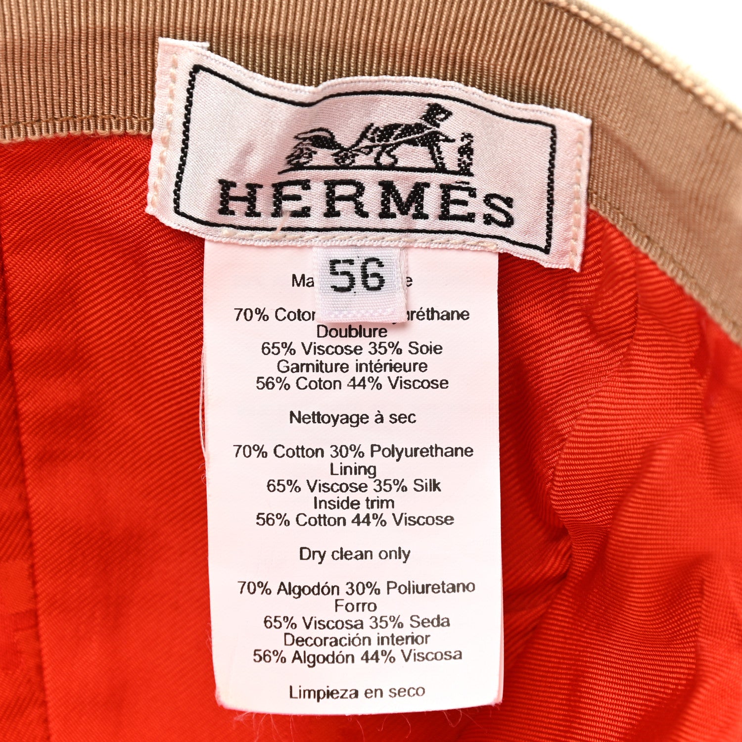 Hermes Cotton Polyurethane Cap 56 8 of 9
