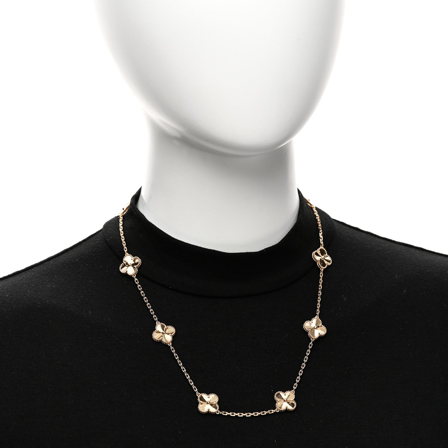 Van Cleef & Arpels 18K Yellow Gold 10 Motifs Guilloche Vintage Alhambra Necklace 2 of 7
