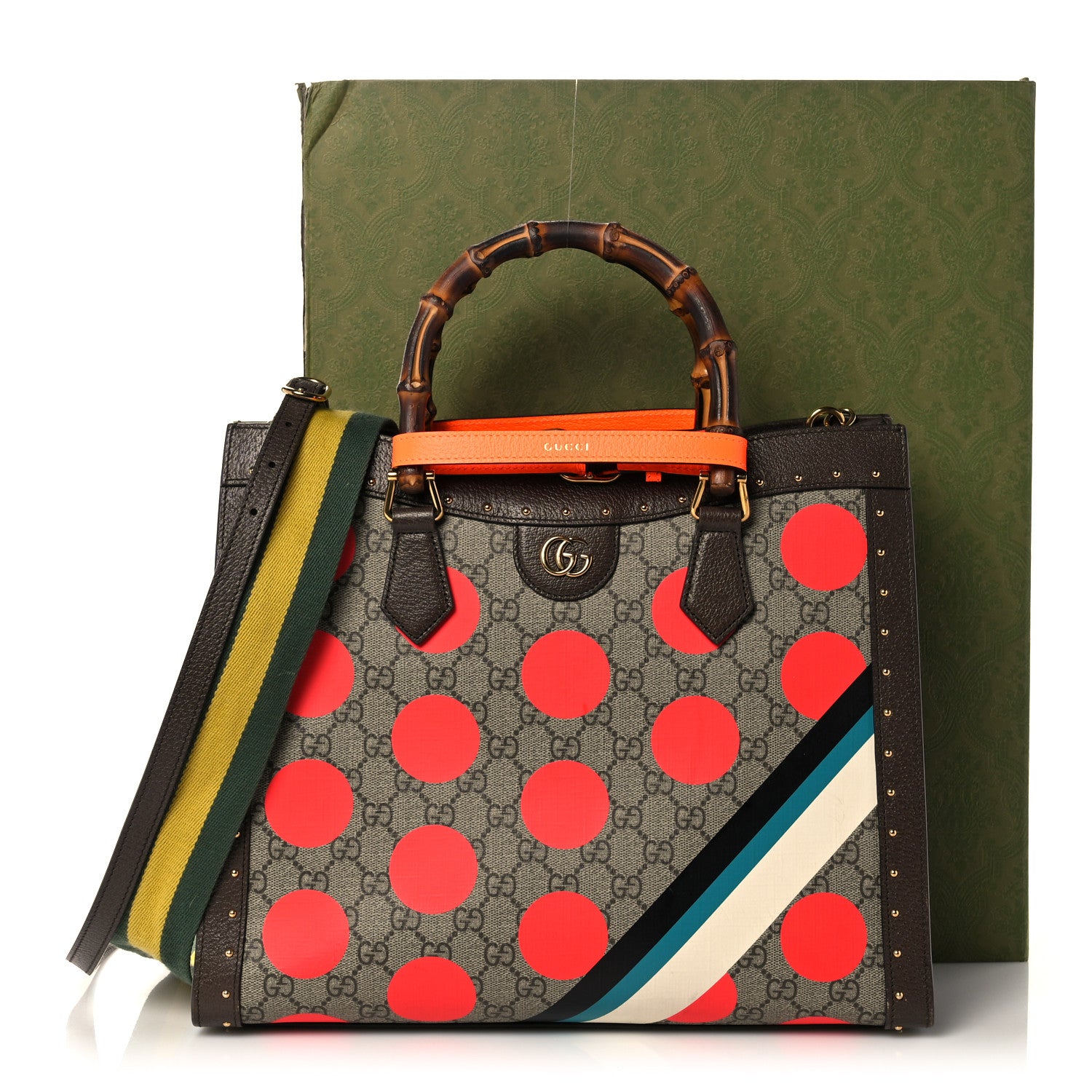 Gucci GG Supreme Monogram Equestrian Medium Diana Tote Bag Beige Multicolor New Acero 14 of 14