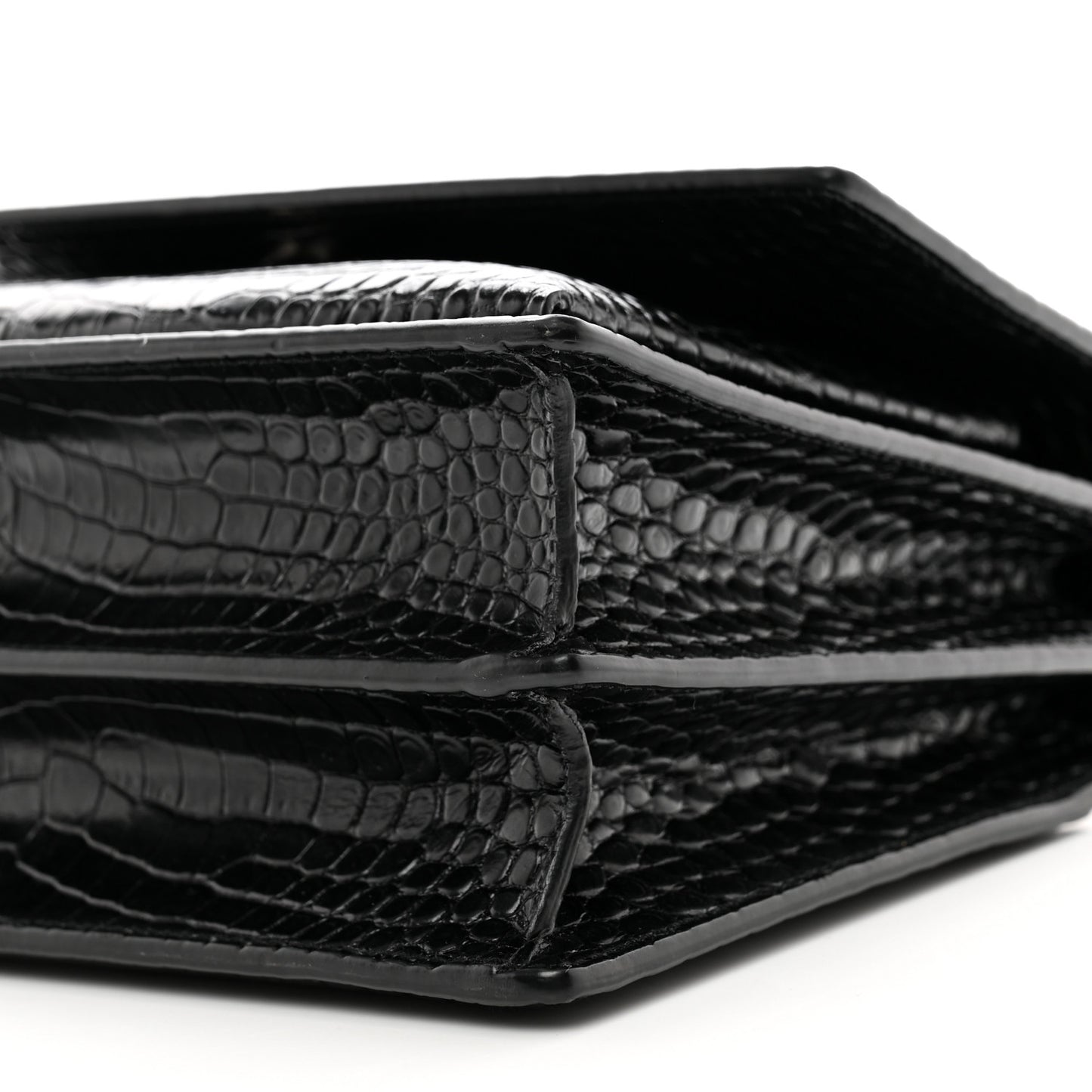 Calfskin Crocodile Embossed Medium Monogram Sunset Black