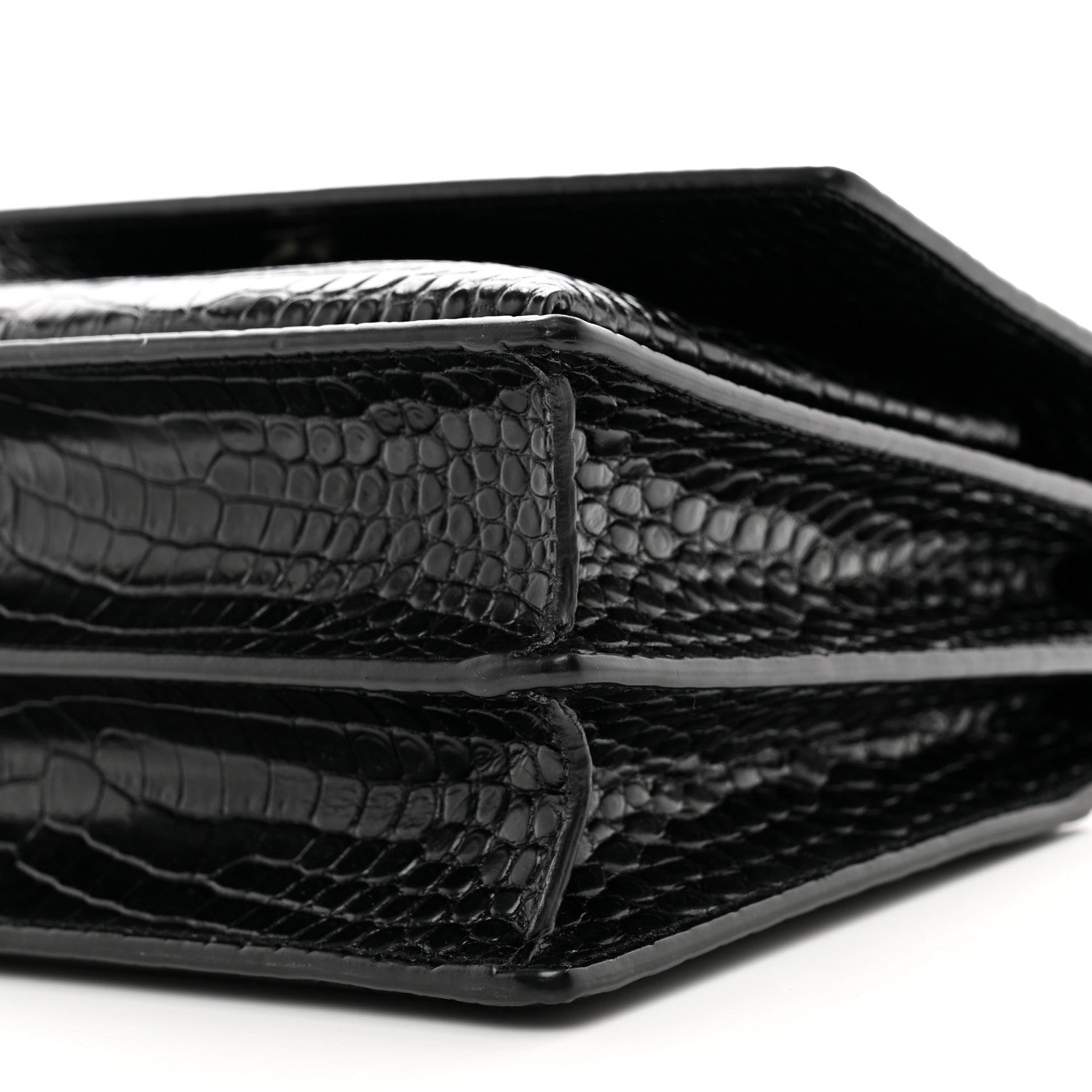 Saint Laurent Calfskin Crocodile Embossed Medium Monogram Sunset Black 10 of 12