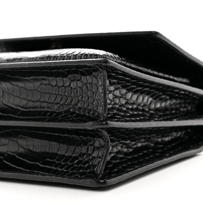 Saint Laurent Calfskin Crocodile Embossed Medium Monogram Sunset Black 10 of 12
