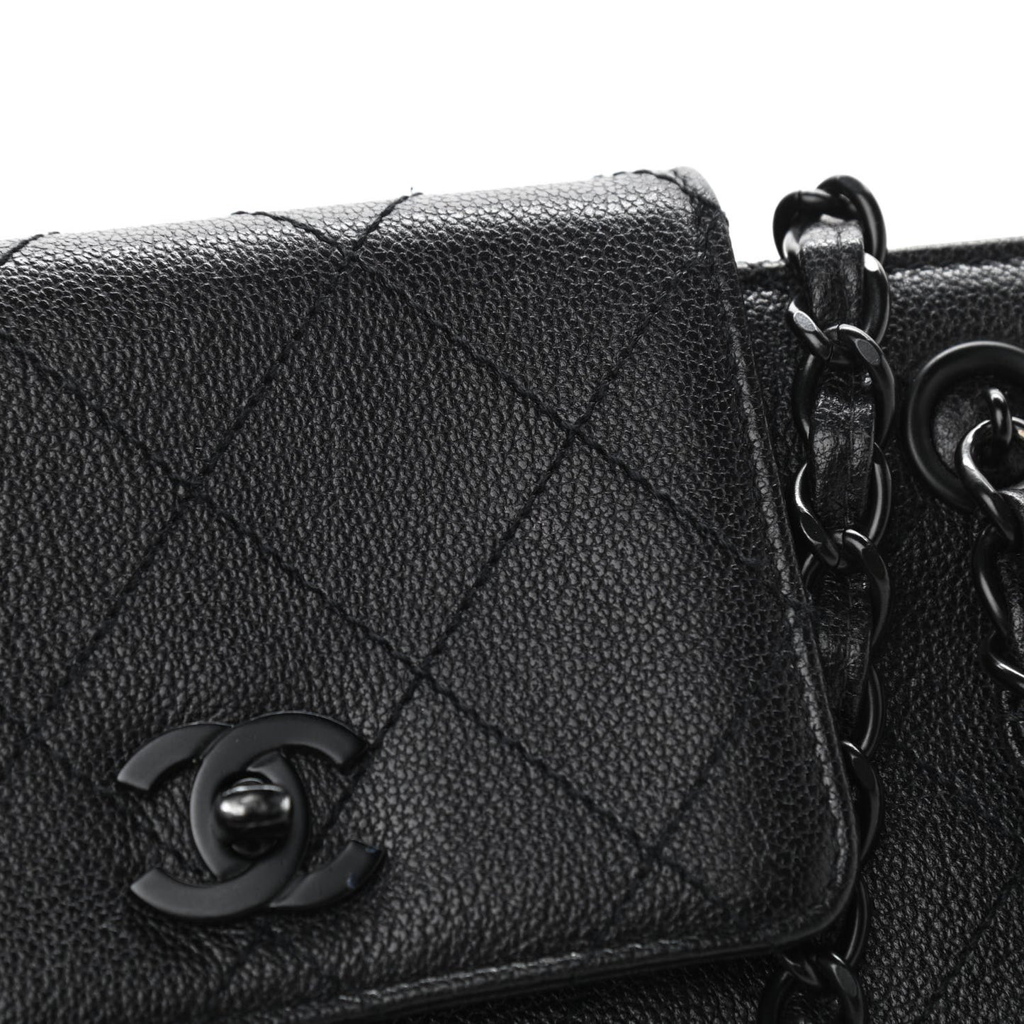Caviar Diamond Stitched Tote So Black