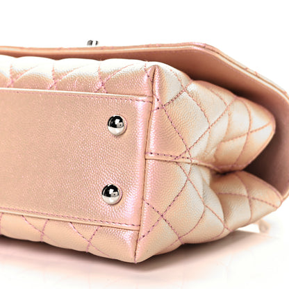 Chanel Iridescent Caviar Quilted Mini Coco Handle Flap Pink 25 of 31