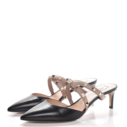 Valentino Garavani Nappa Rockstud Criss Cross 55mm Mules 40 Black Poudre 3 of 8