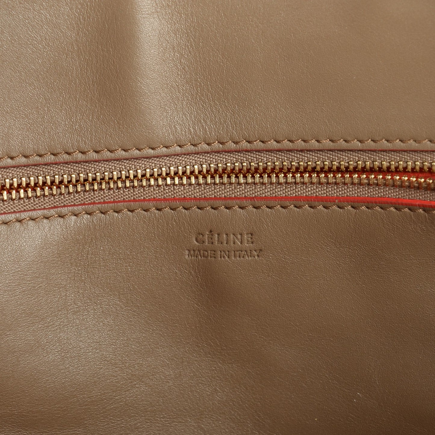 Natural Calfskin Medium Tie Knot Tote Dark Beige Orange Trim