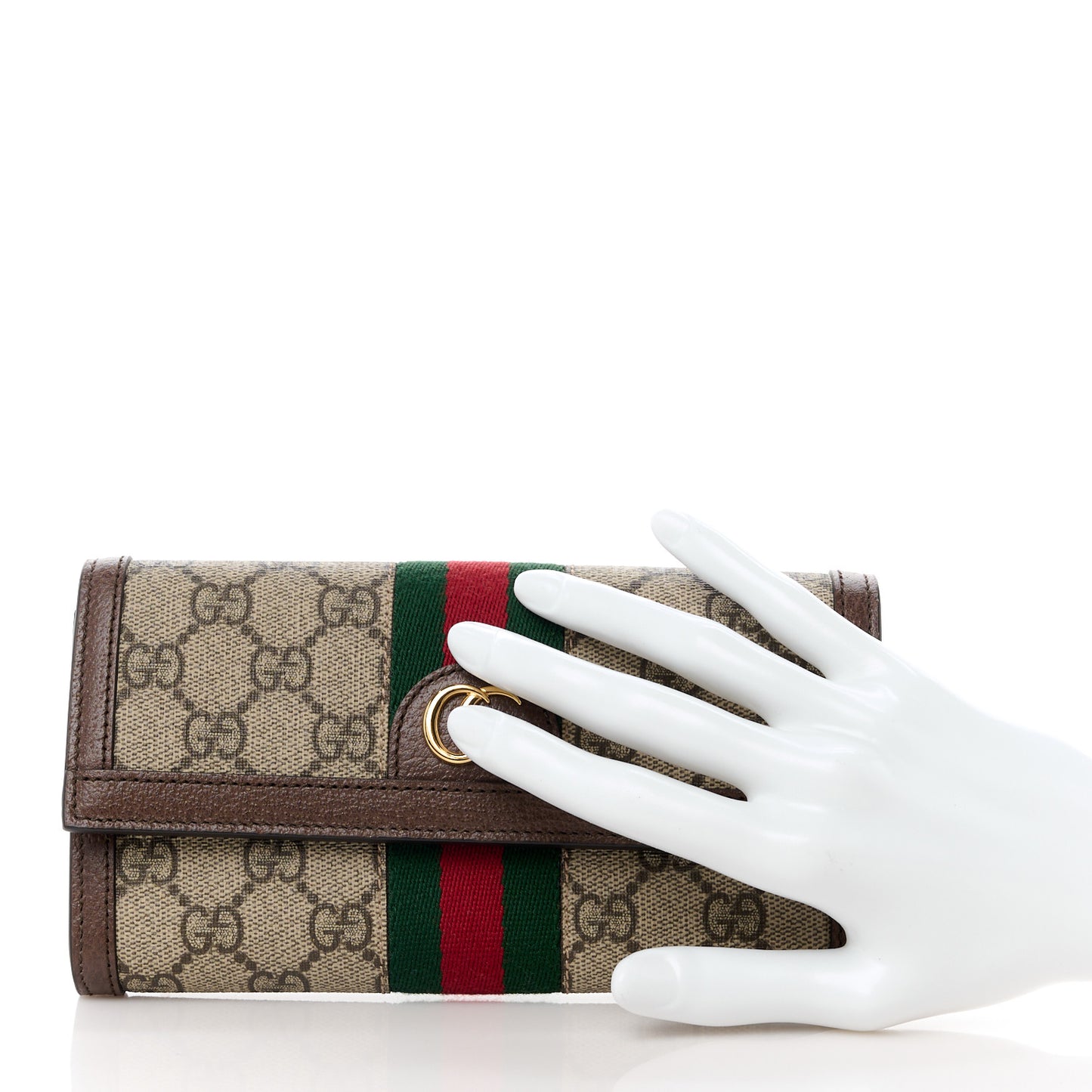 GG Supreme Monogram Web Ophidia Continental Wallet Brown