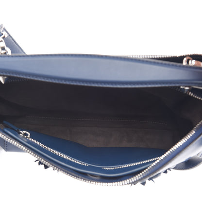 Fendi Calfskin Flowerland Studded Dotcom Satchel Blue 5 of 14