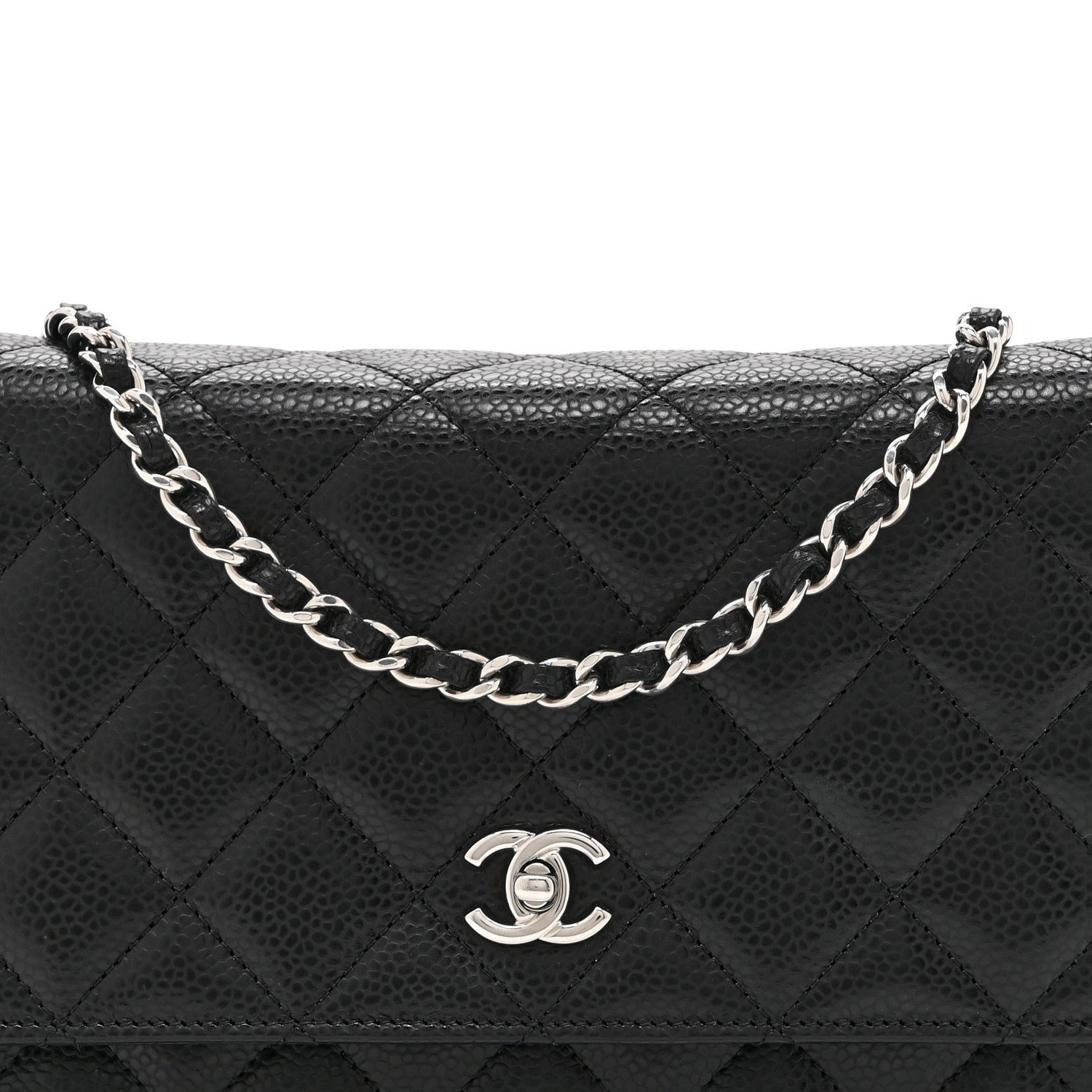 Chanel Caviar Quilted CC Turnlock Wallet On Chain WOC Black 9 of 11