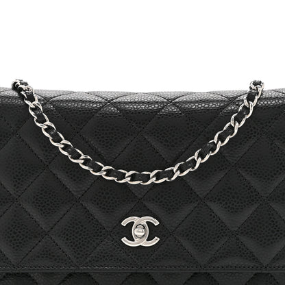 Chanel Caviar Quilted CC Turnlock Wallet On Chain WOC Black 9 of 11