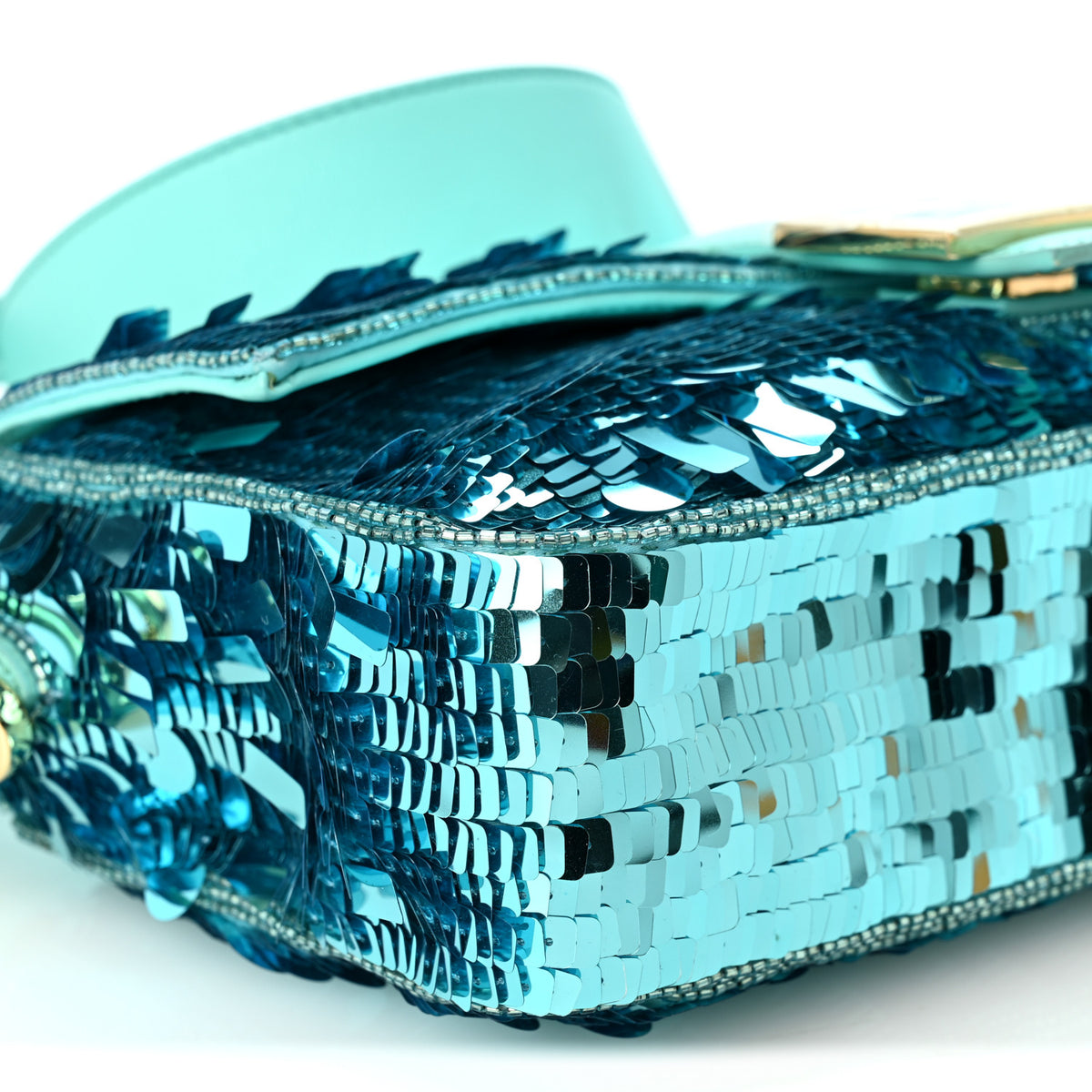 Sequin Paillettes Vitello Grace Sex and the City Baguette Spring Turquoise