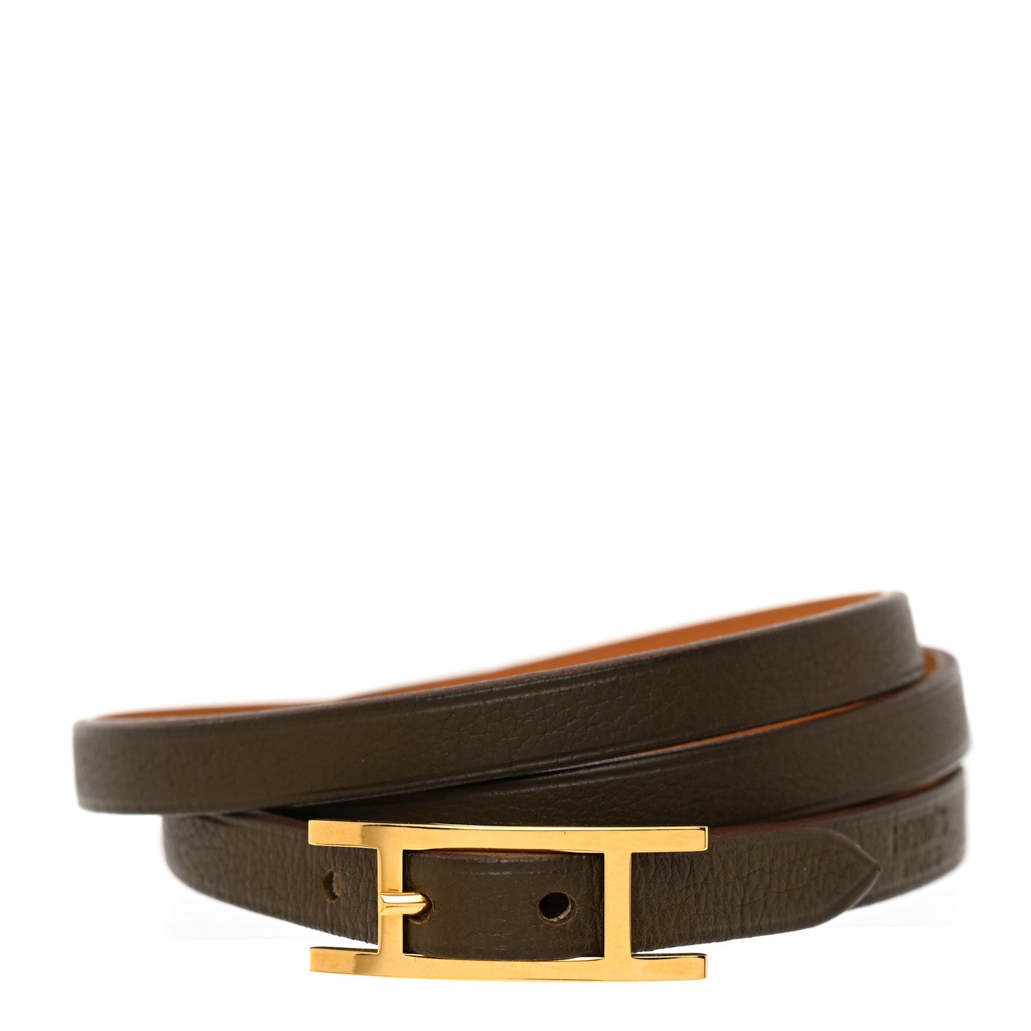 Hermes Swift 3MM Hapi Triple Tour Wrap Bracelet S Eucalyptus 1 of 7