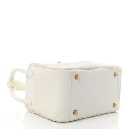 Hermes Taurillon Clemence Mini Lindy 20 New White 4 of 10