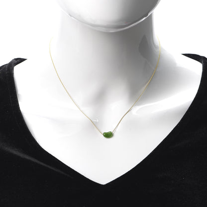 Tiffany 18K Yellow Gold Green Jade 9mm Elsa Peretti Bean Pendant Necklace 2 of 5