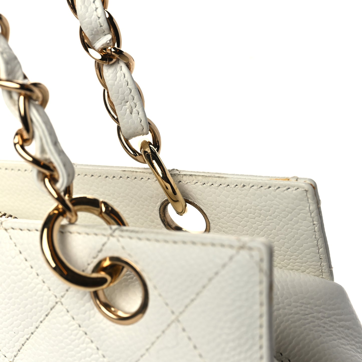 Caviar Quilted Petit Timeless Tote PTT White