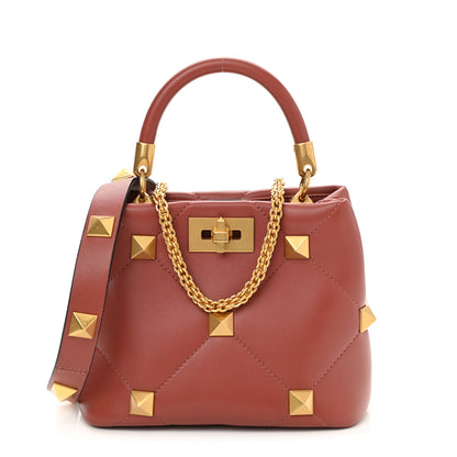 Valentino Garavani Nappa Small Roman Stud The Handle Bag Gingerbread 1 of 7