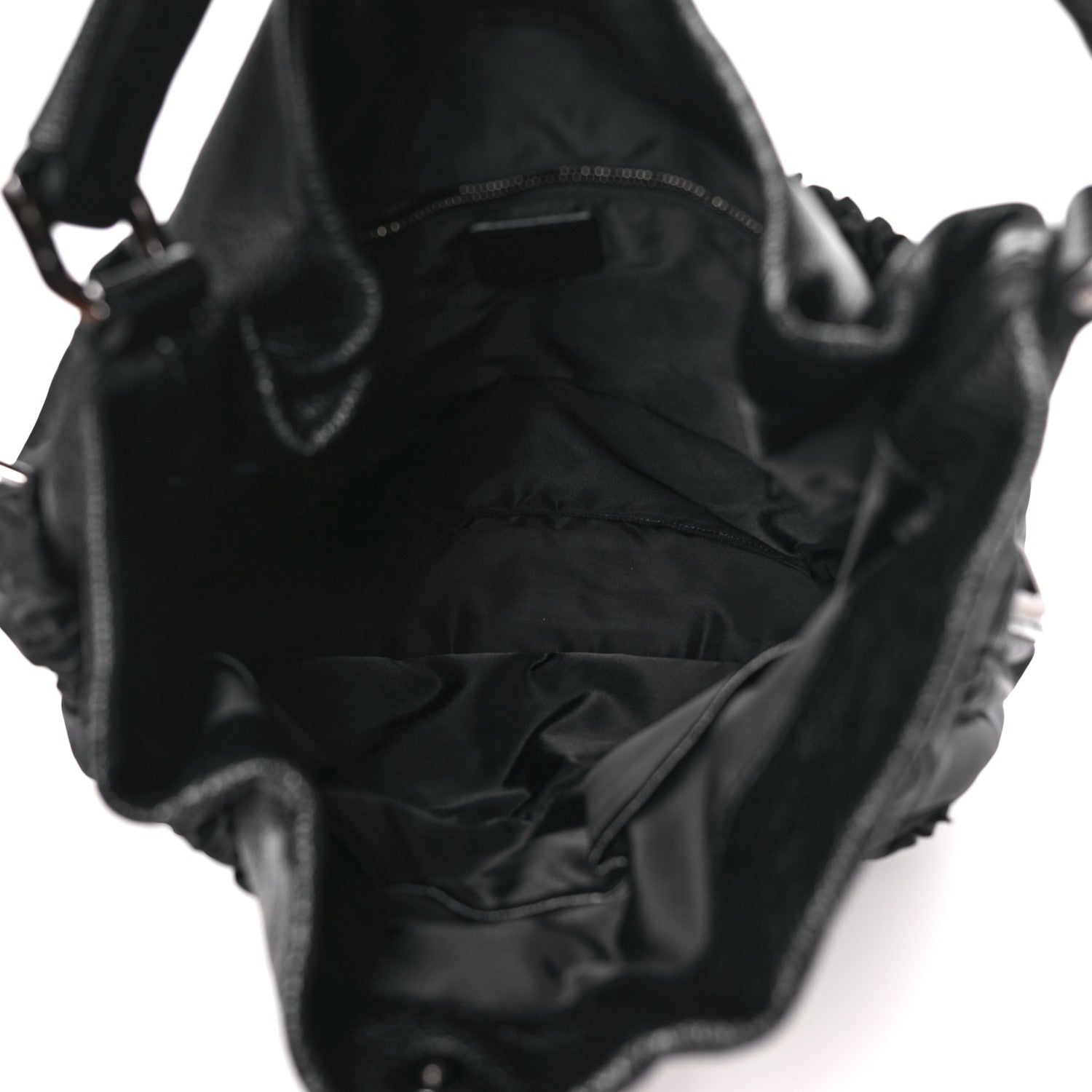 Burberry Nylon Tonal Check Drawstring Tote Black 5 of 8