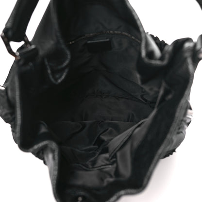 Burberry Nylon Tonal Check Drawstring Tote Black 5 of 8