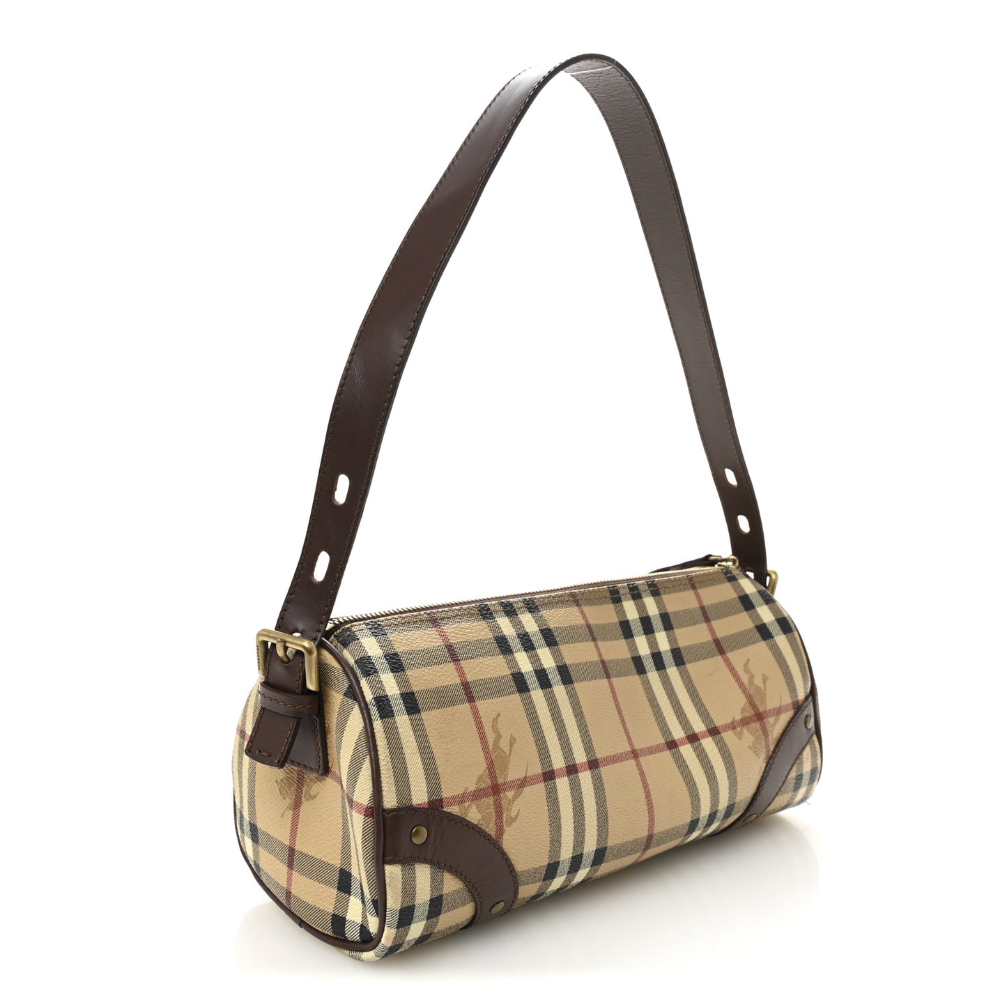Haymarket Check Studded Barrel Bag Chocolate
