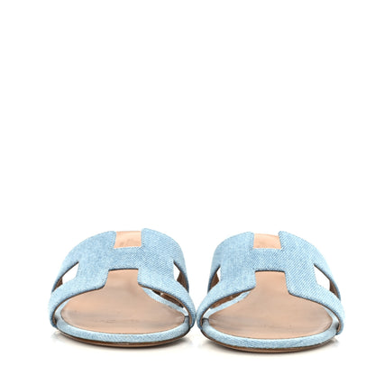 Hermes Denim Oasis Sandals 40 Bleu Clair 2 of 9