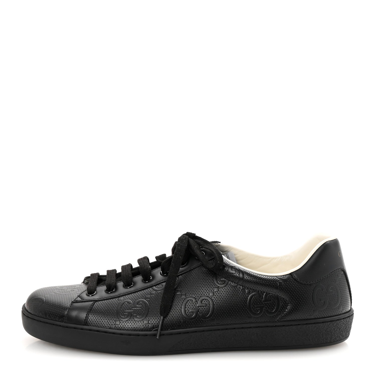 Gucci Calfskin GG Tennis Embossed Mens Ace Sneakers 11 Black 1 of 11
