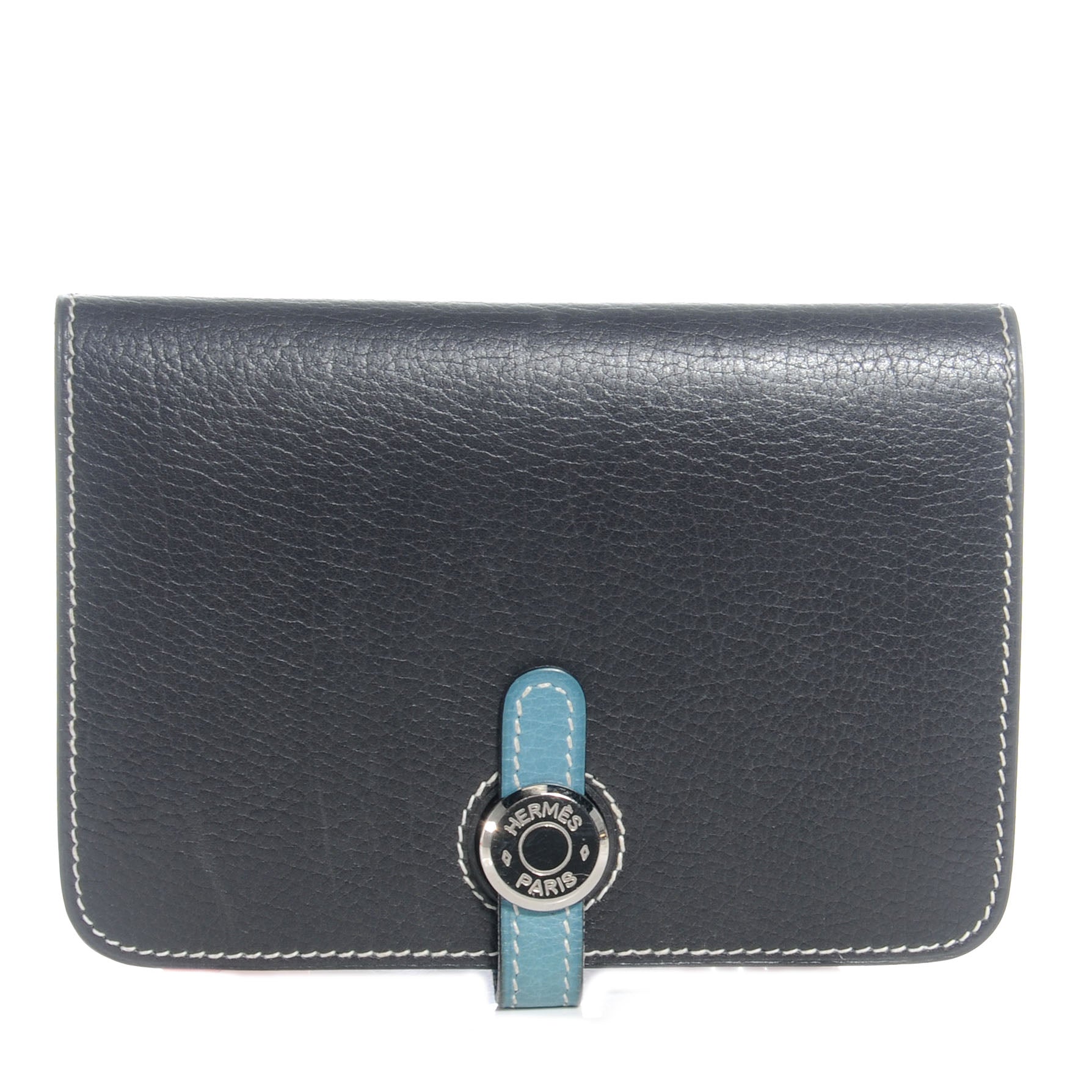 Hermes Veau Rodeo Dogon Bi-Color Wallet Graphite Blue Jean 1 of 8