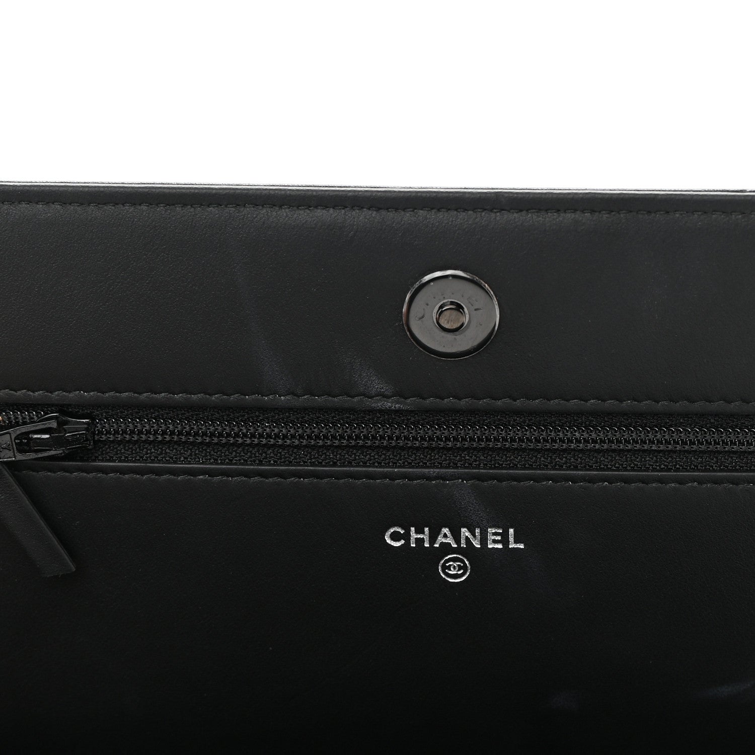 Chanel Calfskin Painted Chevron Embossed Boy Wallet On Chain WOC Black 12 of 15