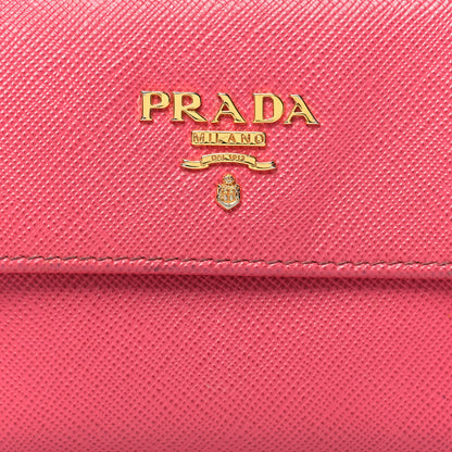 Prada Saffiano Tri Fold Compact Wallet Peonia 9 of 15