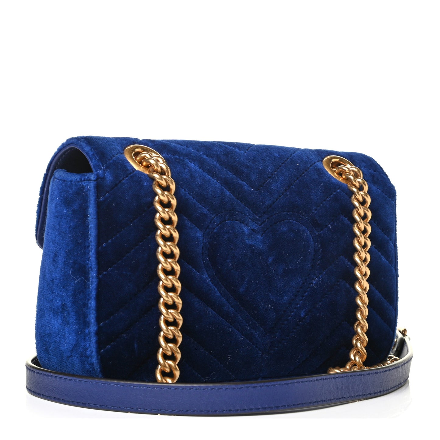 Velvet Matelasse Mini GG Marmont Shoulder Bag Cobalt Blue