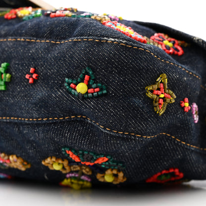 Fendi Denim Ricami Beaded Baguette Blue 9 of 10