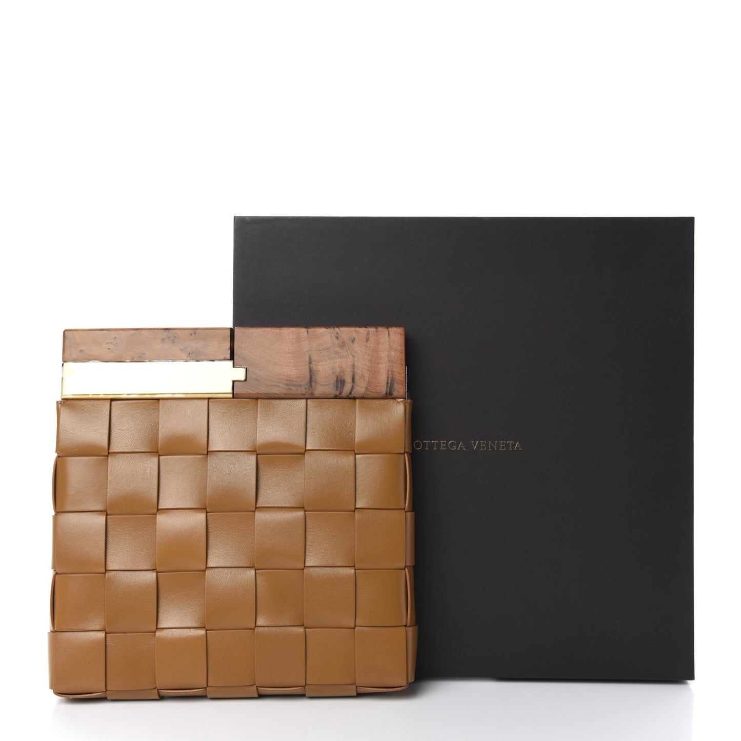 Nappa Intrecciato The Snap Clutch Camel Naturale