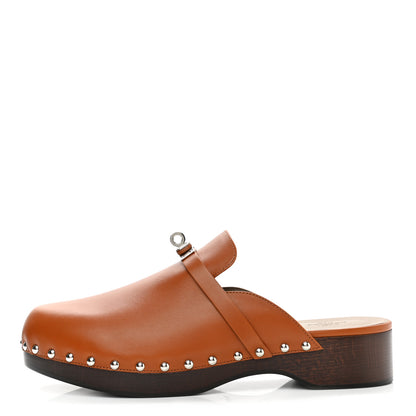 Hermes Heritage Calfskin Carlotta Mules 41 Naturel 1 of 8