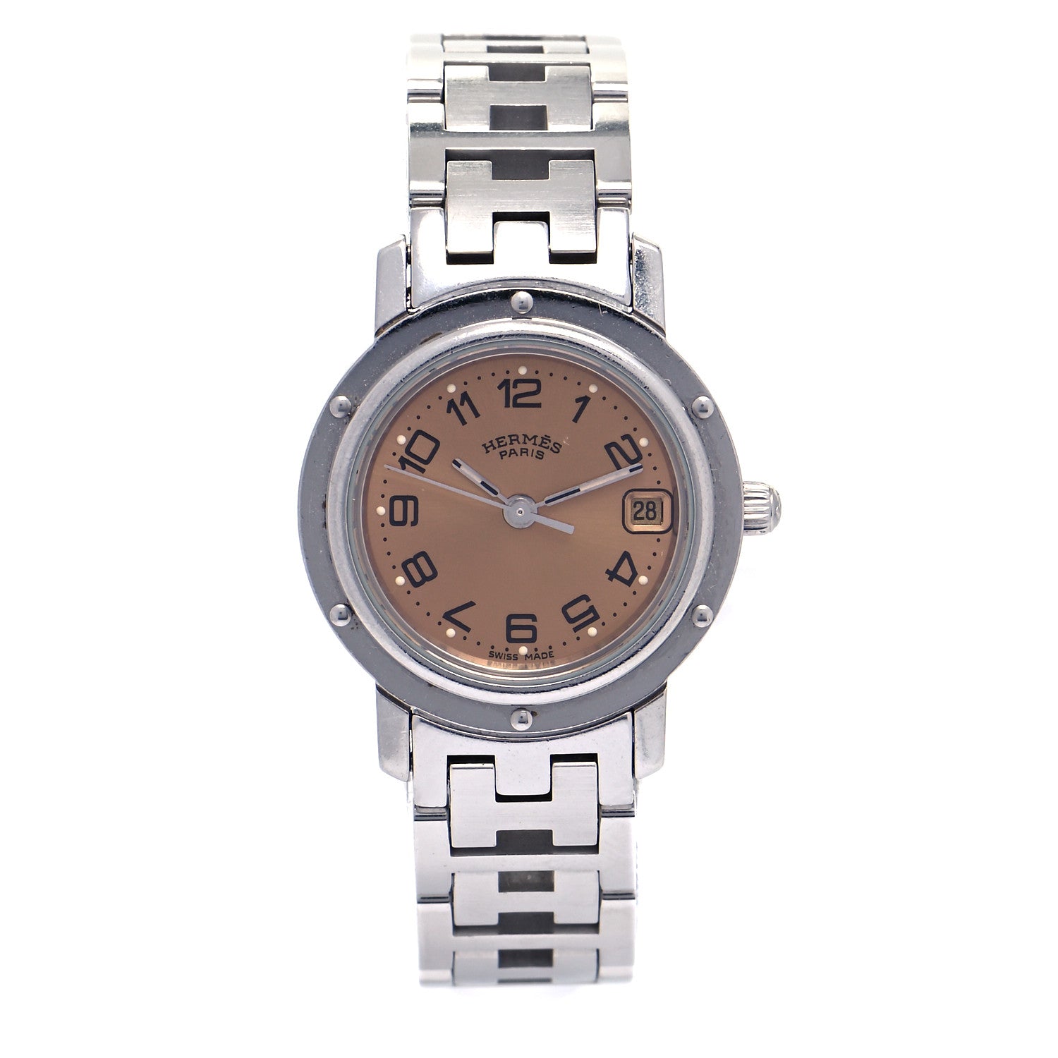 Hermes Stainless Steel 24mm Clipper Quartz Watch Pink 1 of 5