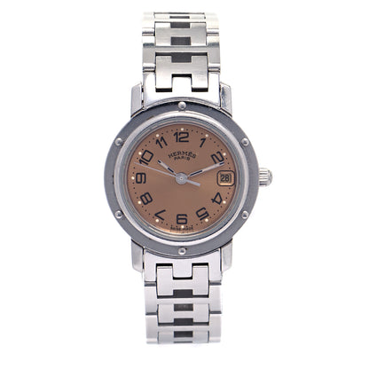 Hermes Stainless Steel 24mm Clipper Quartz Watch Pink 1 of 5
