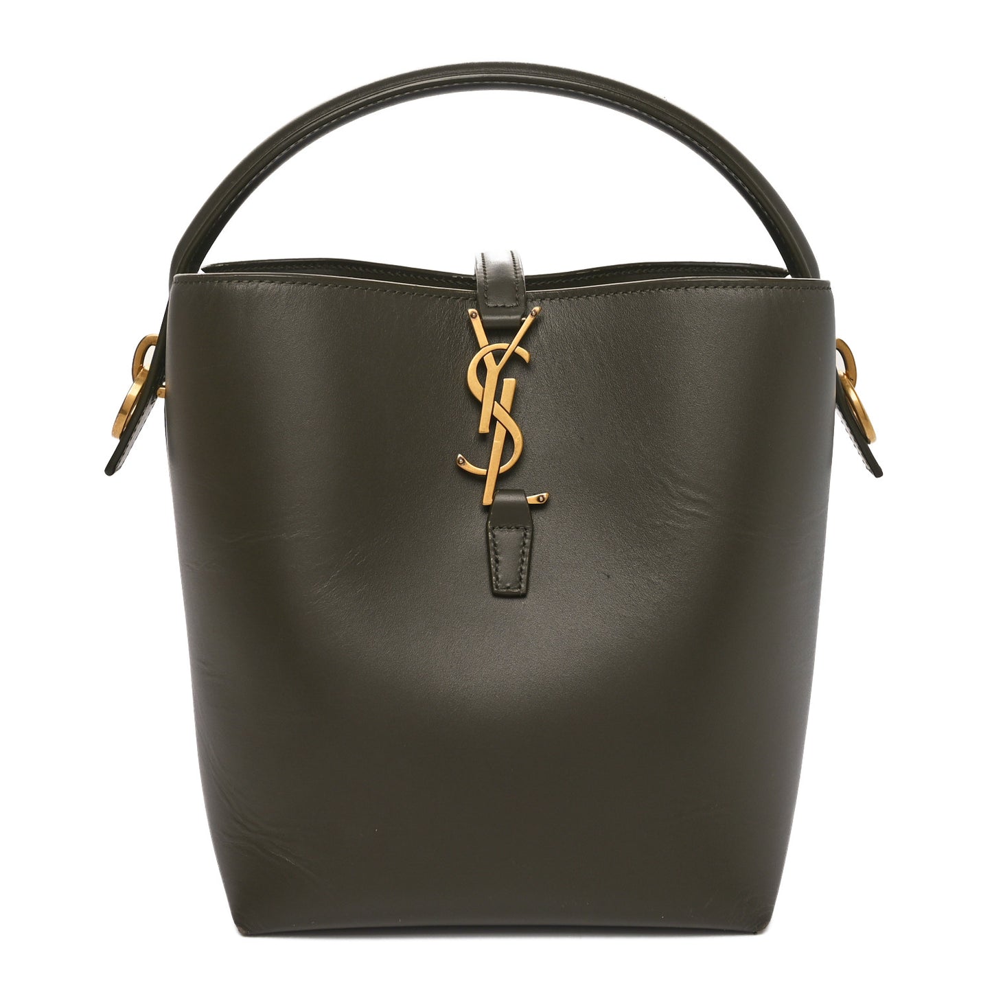 Shiny Calfskin Le 37 Bucket Bag Deep Musk