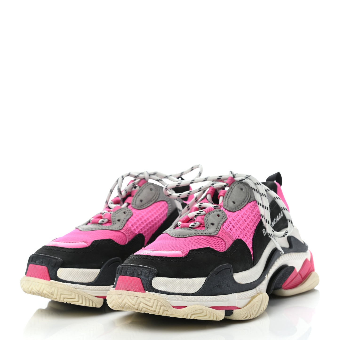 Fabric Mesh Womens Triple S Sneakers 37 Fluo Pink Grey White